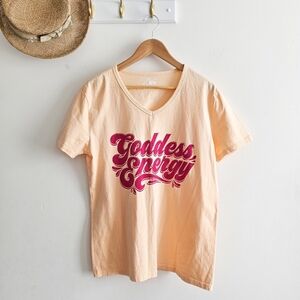 Izzy & Liv Peach “Goddess Energy” Graphic Tee Unisex Size Large